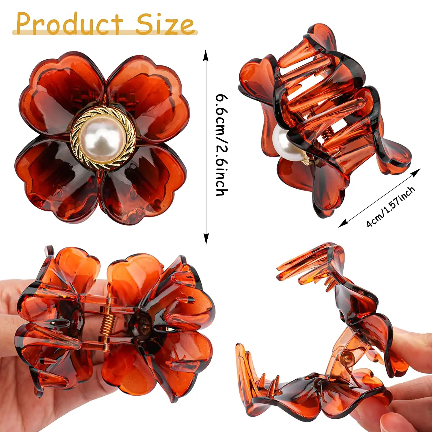 Оптовая продажа корейских больших цветочных пластиковых заколок для волос привлекательные ацетатные аксессуары заколки девочек густые волосы