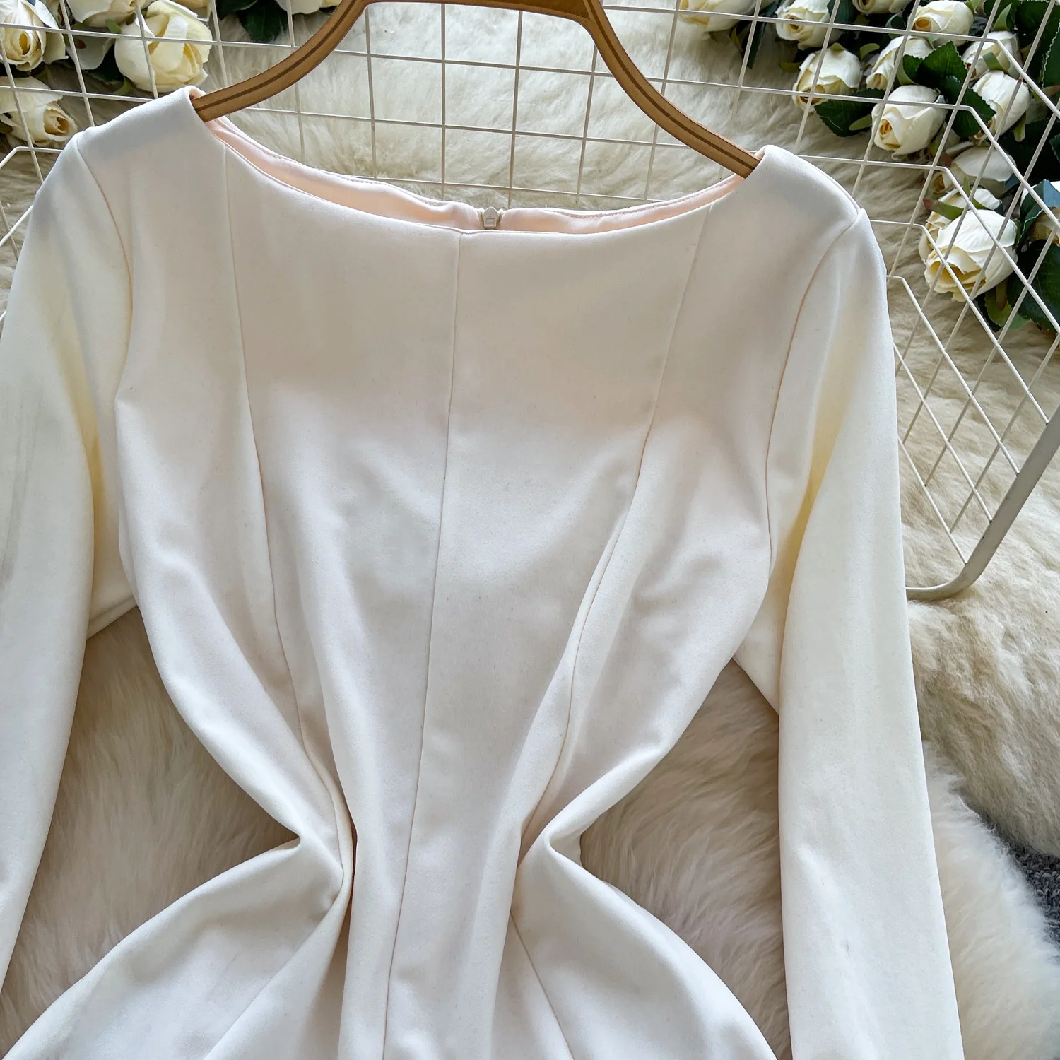 Women A-line Mini With Long Sleeves Waist-cinching Design Clothes Women Dress
