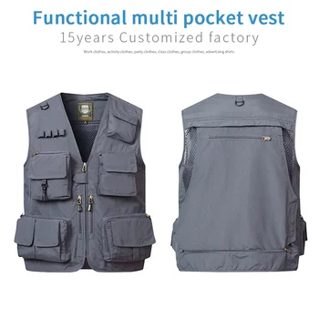 Customized Service Outdoor Camera Workwear Sleeveless Jacket Hiking Multi Pockets Waistcoat