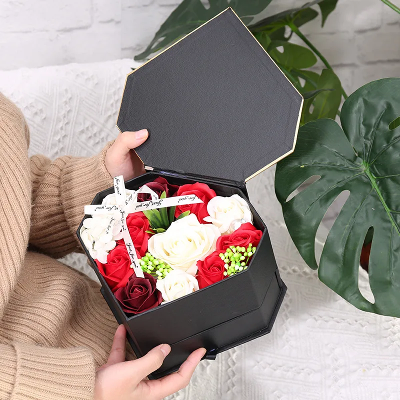 Wholesale Custom Luxury Cardboard Box Heptagonal Storage Case Lipstick Flower Packaging Gifts Box