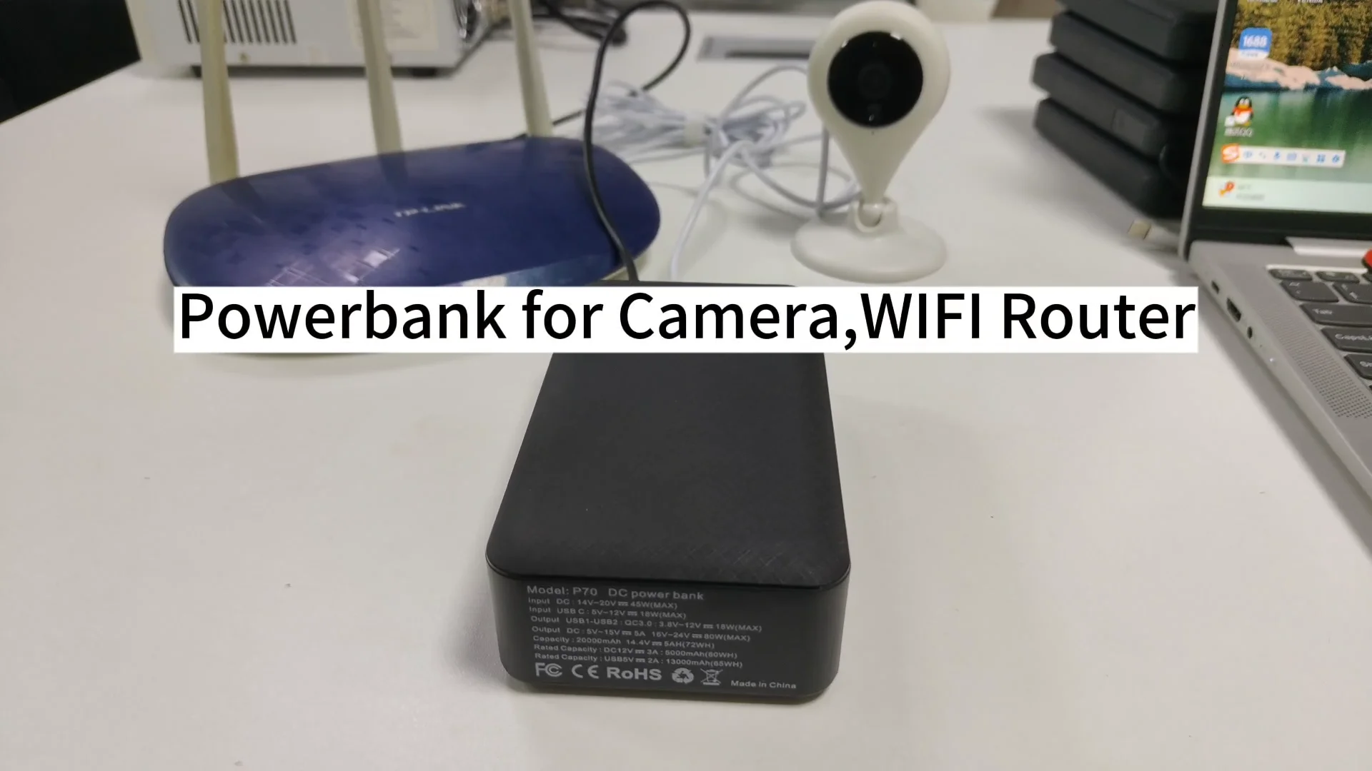 Sertifikat CE ROHS FCC kapasitas 20000mAh dalam ruang luar ruangan DC  v-24 V Power Bank portabel