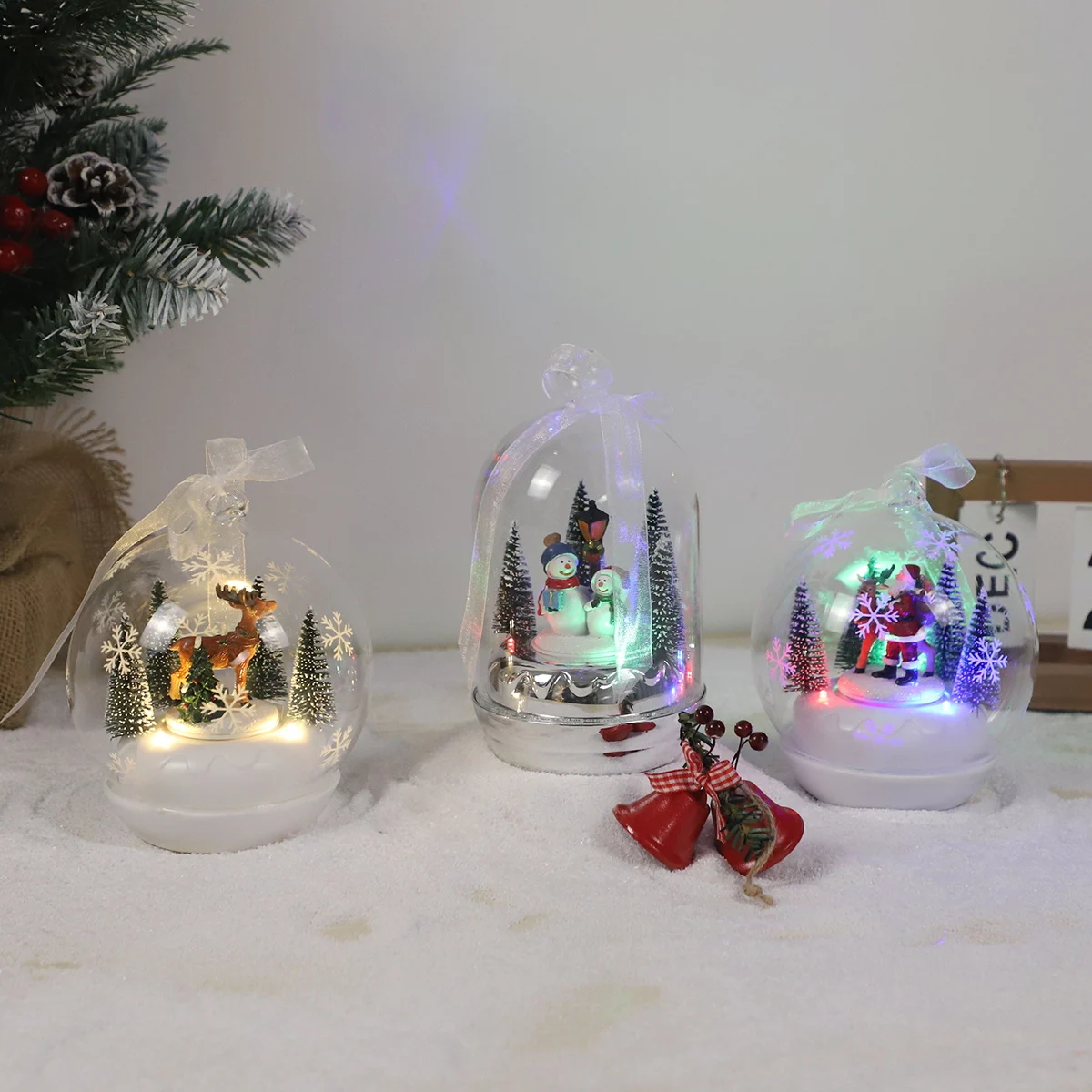 white xmas balls in glass wholesale glass personalized christmas ball ornaments in gift box musical snow globe