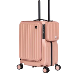 High Quality Custom Front Open Laptop 4 Wheels Travel Suitcase Luggage Set ABS PC Luxury Suitcase Luggage