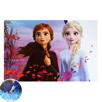 Wholesale or custom or retail Cartoon anime Disneys Frozen Sisterhood 5D diy full Diamond painting handmade cross stitch