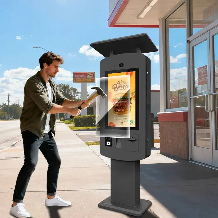 Mohs 7 anti vandal glass outdoor kiosk