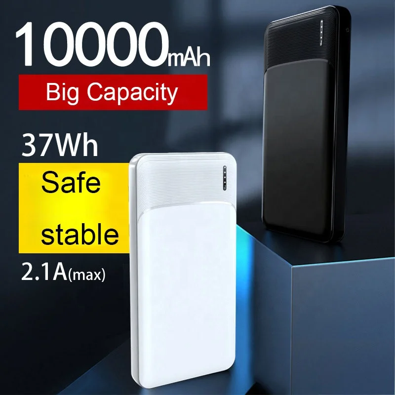 PowerBank Batterie Externe 5000mAh - Double Port USB - Câbles Inclus - Noir Slim