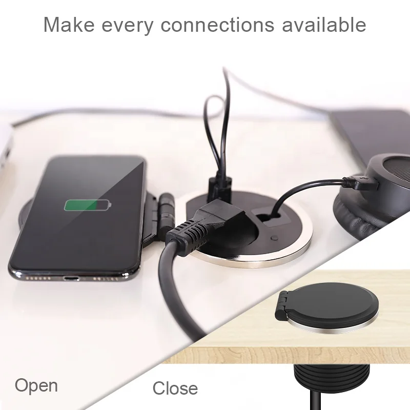 Grommet With Socket QC Charger and Wireless Charger