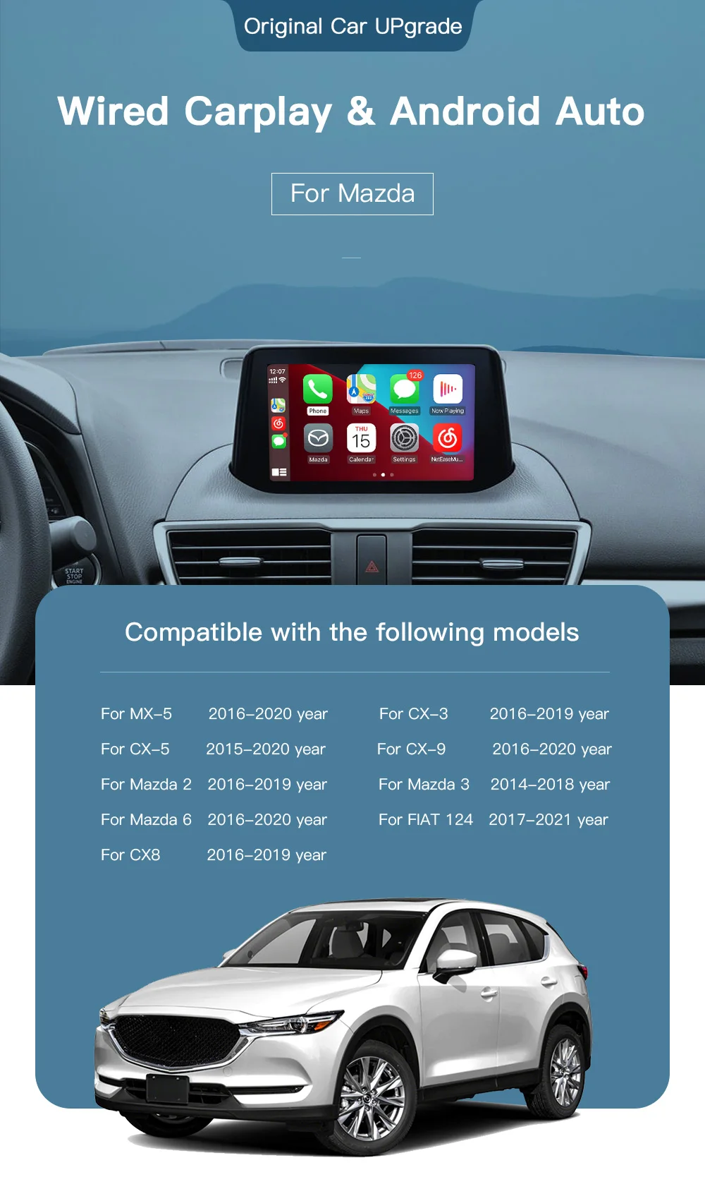 Carabc Apple Carplay Android Auto Usb Adapter Hub Solution For Mazda 6 Mazda 3 Mazda 2 Cx3 Cx5