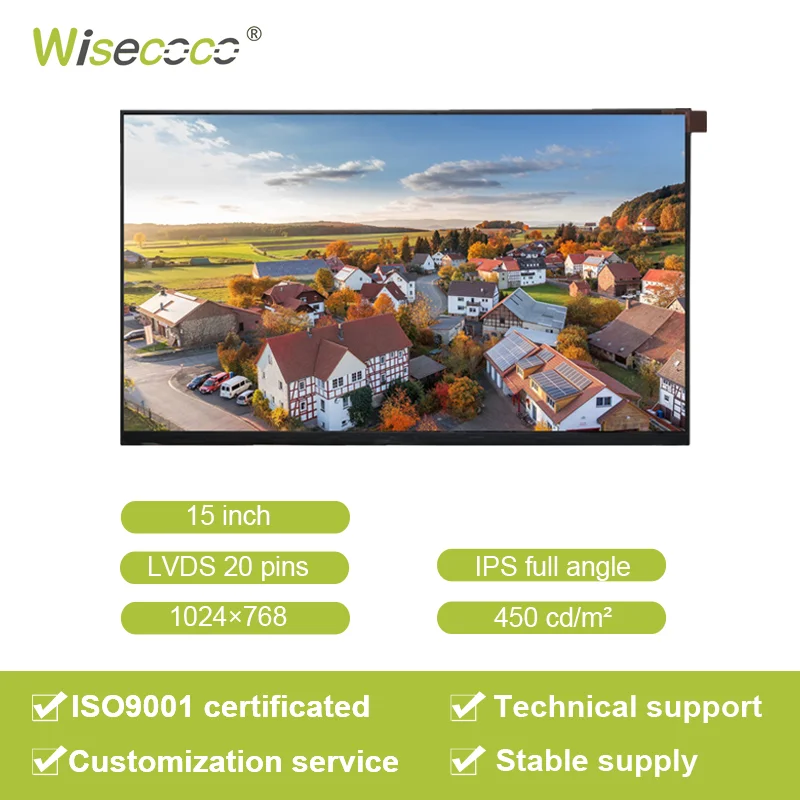 Wisecoco Customized 15 Inch Tft Display Industrial Transmissive 700 Nits Highlighted Tft Lcd Display Module For Computer