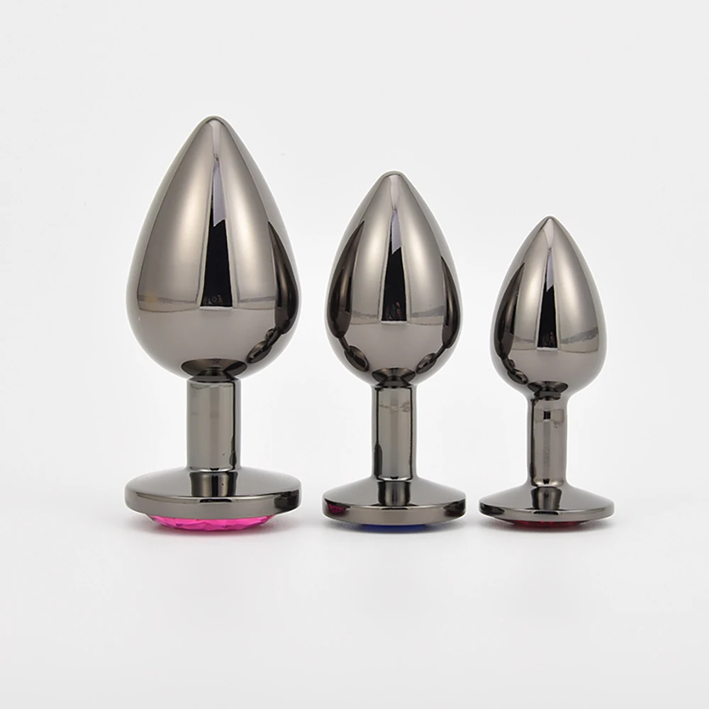 stainless steel women anal butt plug set sex game jewel metal