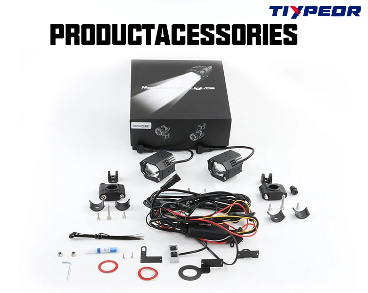 TIYPEOR Upgrade Motorcycle Aluminum Super Bright Spotlight High/Low Beam Auxiliary Headlight Fog Light for Off-road ATV UTV SUV manufacture