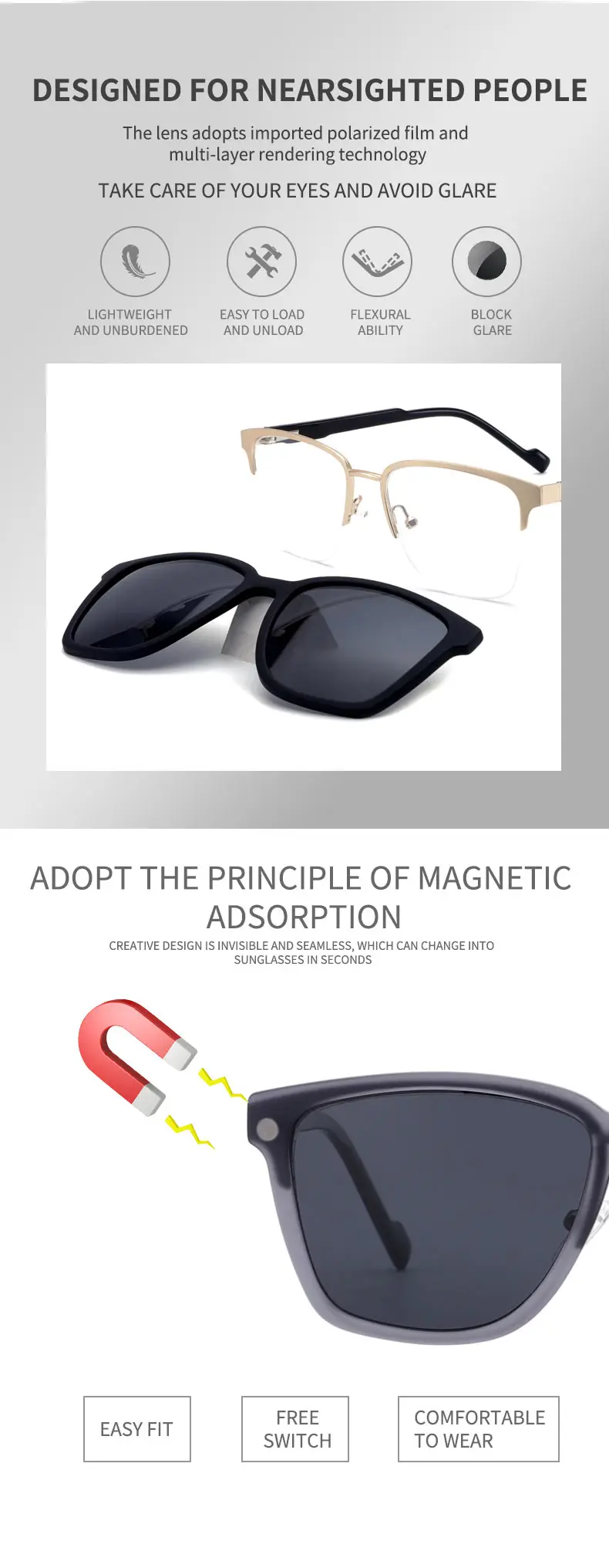 Clip On Sunglasses Magnetic Clip On Sunglasses Metal Frame Sun Glasses ...