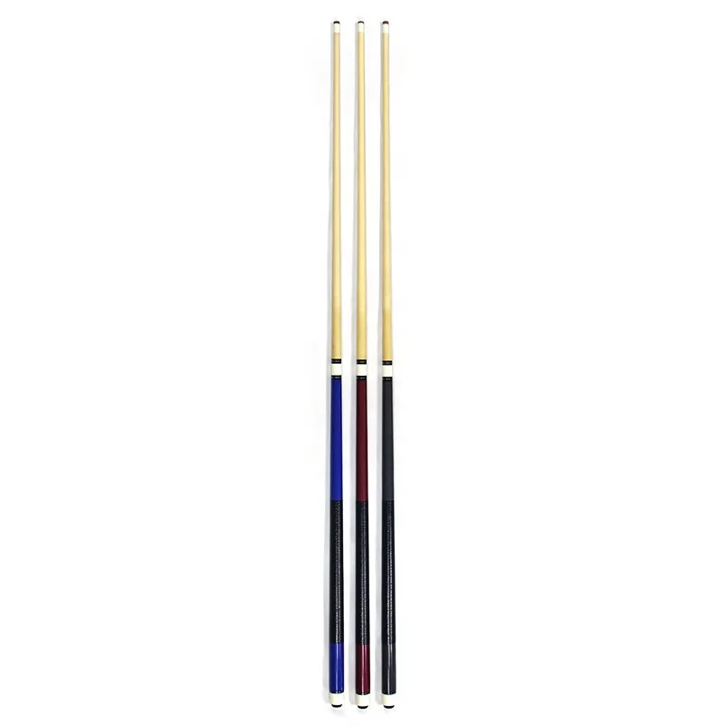 Factory Wholesale Two-PC Canada Maple Snooker Billiard Pool Cue Blue Red Grey Solid Color with Steel Joint Cheap Price