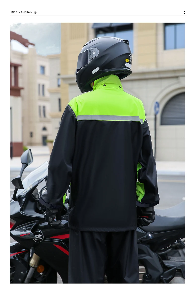 Outdoor Waterproof Motorcycle Riding Clothing  Adult Raincoat Durable Windproof Reusable Rainproof Jacket Pants Racing Suit Set
