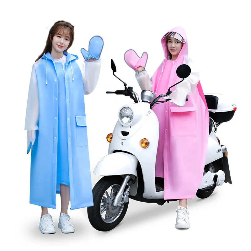 Custom logo Reusable EVA raincoat with Hood Long-Lasting Waterproof rain coat Design men women