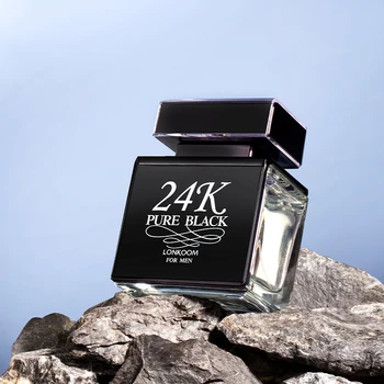 Custom fragrance square perfume bottle design 24K pure black eau de parfum EDP perfume for men 100ml men cologne long lasting