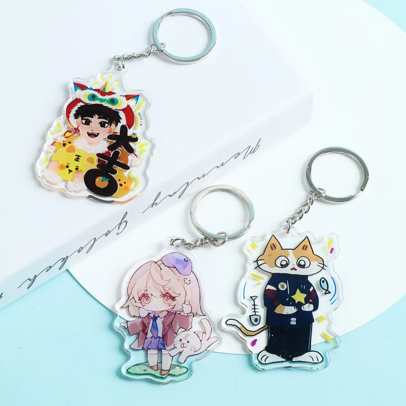 Factory Custom Clear Anime Acrylic Keychain Kawaii Keychain Printed Cute Acrylic Charms Keychain With Glitter supplier