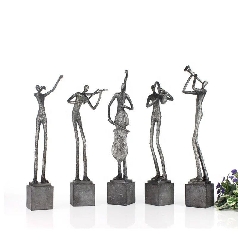 Resin Silver Abstract Art Jazz Musician Figurine Creative Gift SCULPTURE Home Decoration Artificial Europe 30% Deposit Available