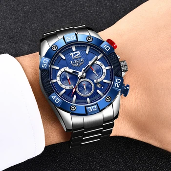 lige 10030 new stylish blue watch