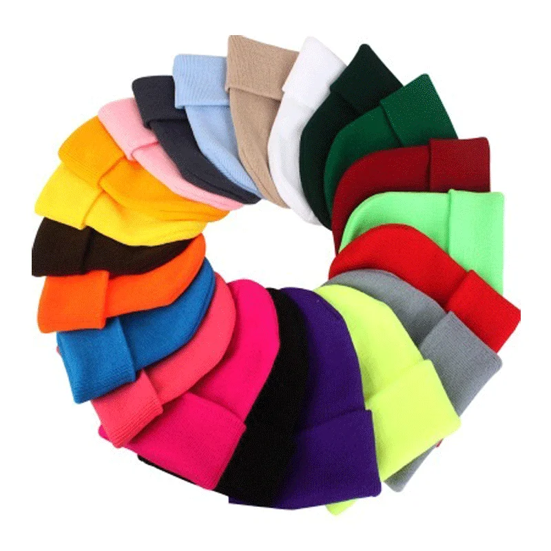Fashionable Custom Embroidery Logo Solid Color Warm Winter Beanie Knit Hats Manufacturer