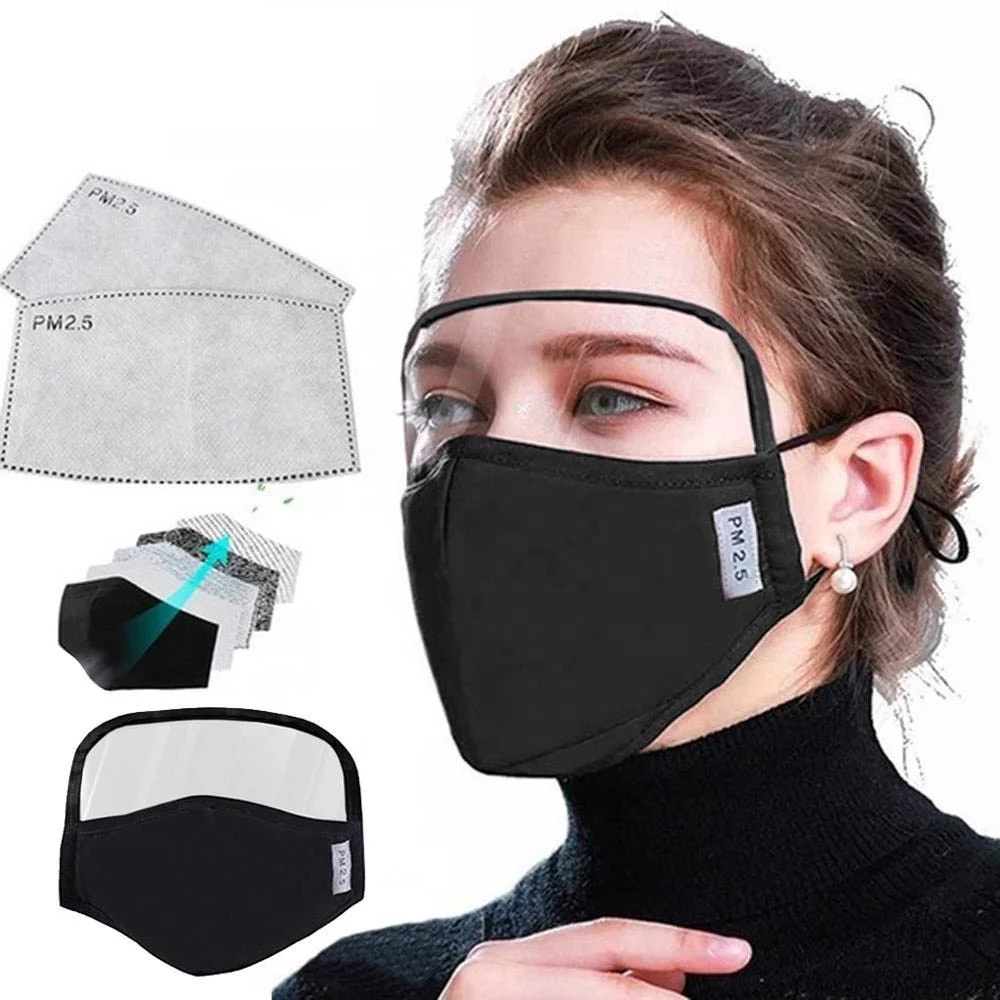 Großhandel 5 Layers Cotton Face Maskes with Filter Activated Carbon Maskes with valve Cotton Dust maskes with Eyeshield women men