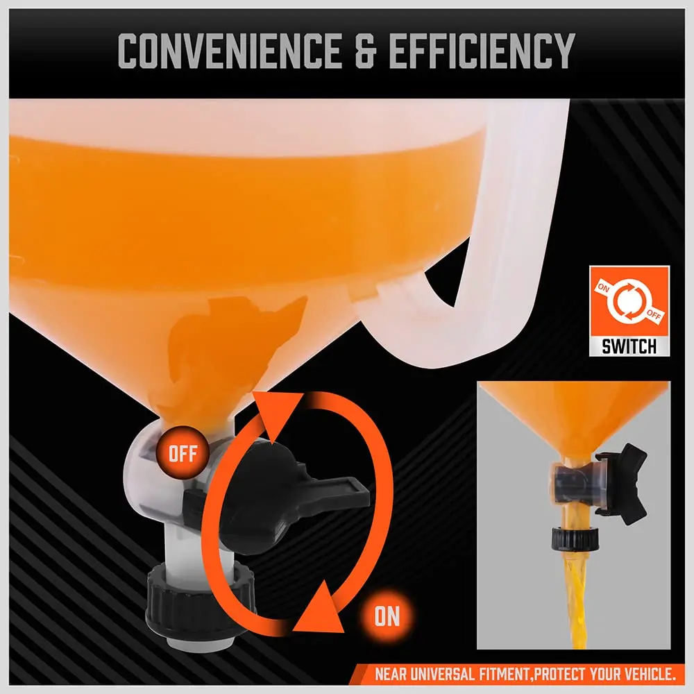 No-Spill Coolant Funnel Kit with Valve Switch Radiator Bleeder Funnel Kit