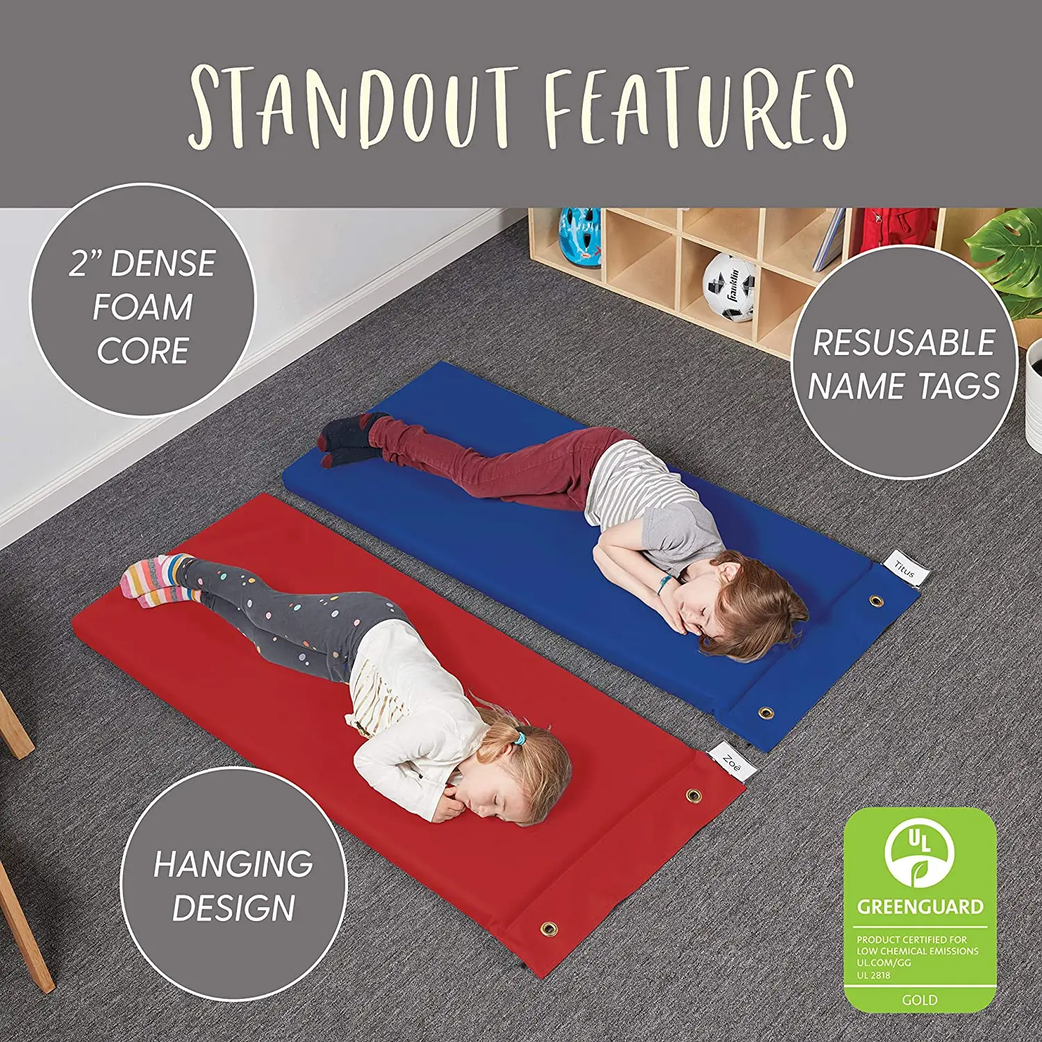 130x 55x5 Cm Pu Leather Daycare Preschool Nap Mat Hanging Baby Sleep