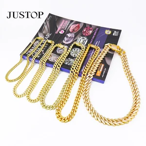 Minimalist Zircon Jewelry Vendors Golden Finish Miami Cuban Link Chain Necklace Men's Hip Hop Jewelry Fashion Necklaces