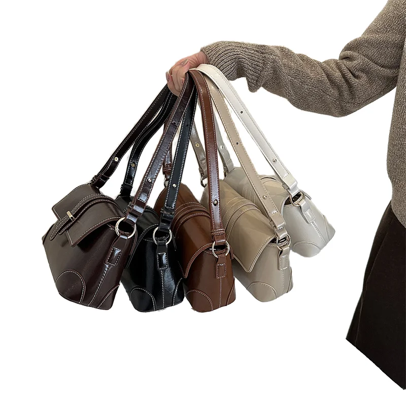 Women's Fashion Autumn Waterproof PU Leather Shoulder Bag with Letter Pattern for Daily Use