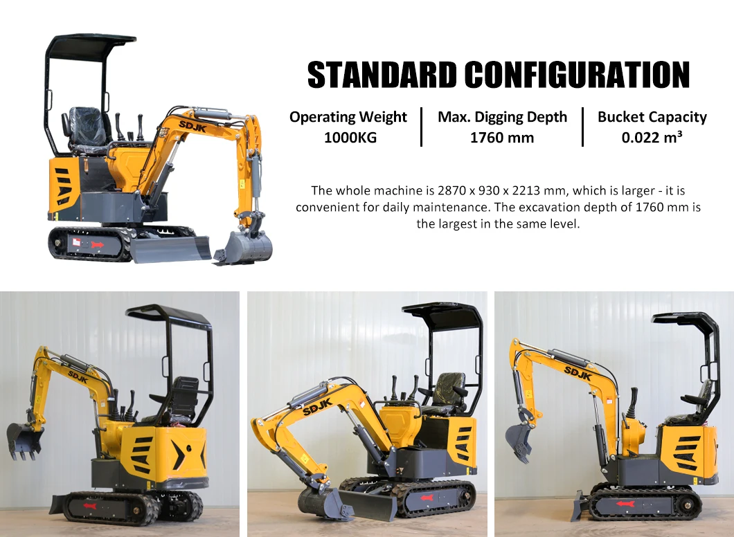 China 1000kg 1 Ton Mini Excavators For Sale 1 Ton Digger Small