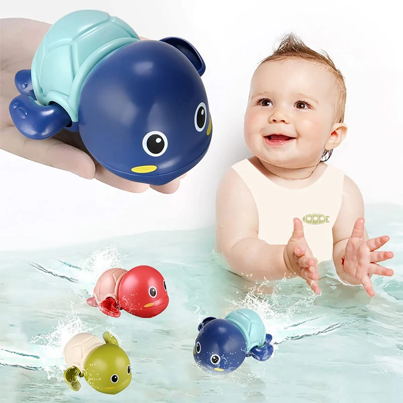 Cute Swimming Turtle Bath Toys Floating Wind Up Small Bathroom Toys