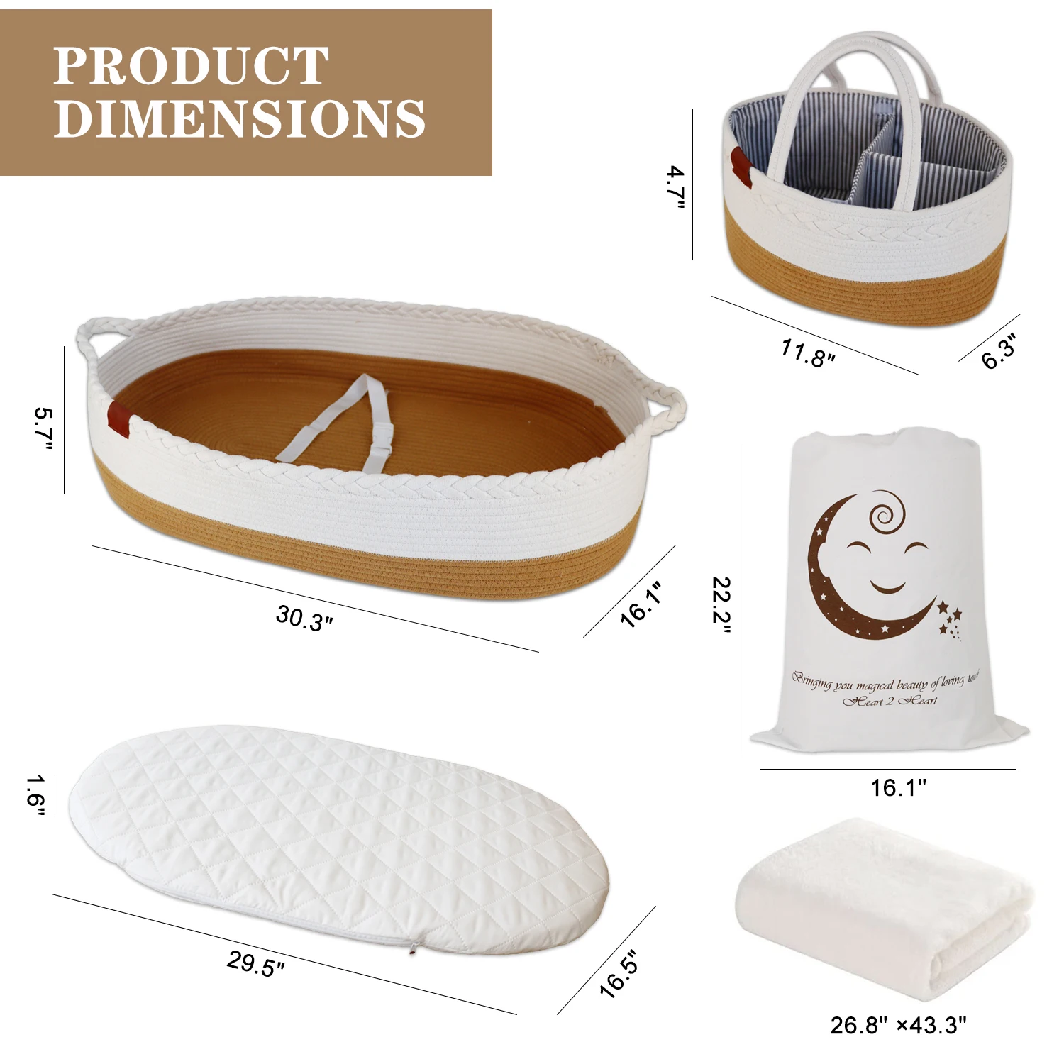 2023 Top Selling Moses Diaper Basket Foldable Diaper Caddy Organizer 2