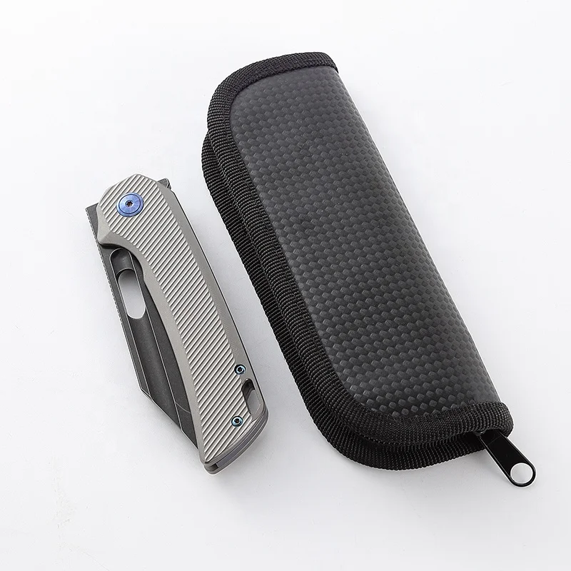 High End Custom Titanium Alloy Handle Folding Knife with M390 Steel Blade OEM Supported for Outdoor Camping Tactical Survival