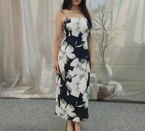 Women's Summer Sleeveless Square-Neck Floral Printed Digital Printed Dress Sexy Maxi-length Long Dress Available Casual  ODM