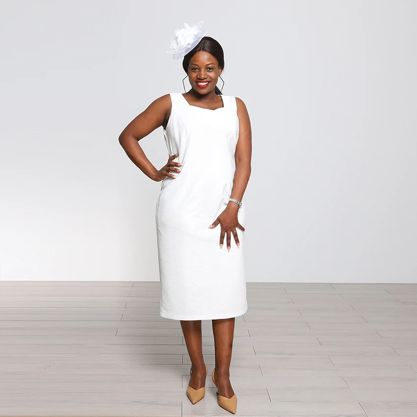 Ladies Formal Suits Church Women Dress Suits White Pencil Dress