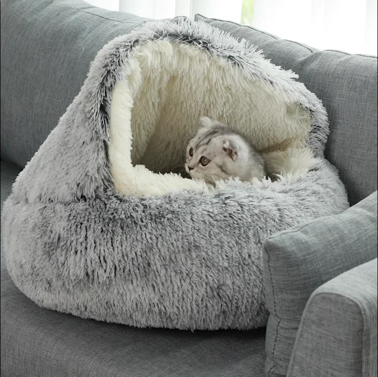 Pet House Winter Warm Plush Cat Bed Semienclosed Pet Bed Cat Pet