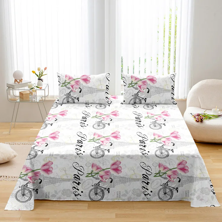 Custom Polyester Bedding Set Pillow Cases Bedsheets Printed Microfiber ...