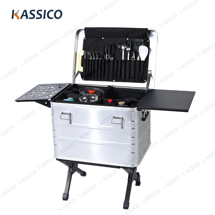 Portable Aluminum Camping Kitchen Box And Outdoor Cookware Storage Box