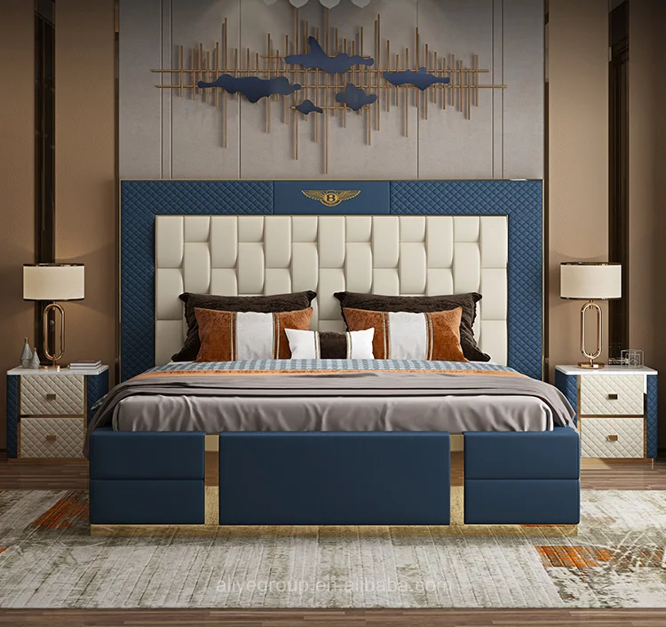 Modern Furniture Bedroom Upholstery Fabric Bed Luxury Italian Bedroom