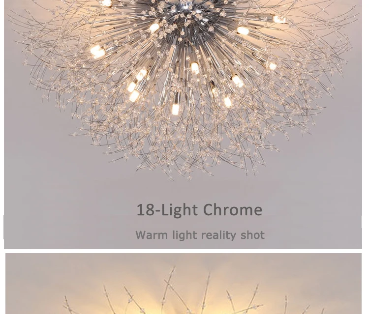 Sputnik firework chandelier, LED crystal modern ceiling light fixtures 8 Lights pendant light stainless steel ceiling lamp