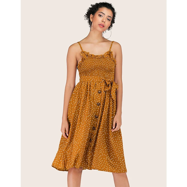 button down spaghetti strap dress