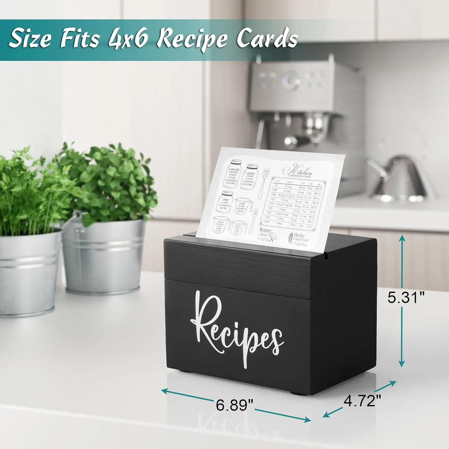 Myway 50 Recipe Cards with Wooden Box Holder Recipe Organizer for Bridal Shower Weddings Write in Your Own Recipes