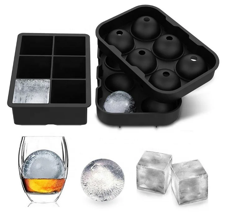 Factory Hot Selling 1 Set 6 Cubes And 6 Spheres Custom Silicone Ice Cube Tray factory