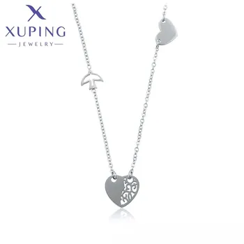 45744 XUPING JEWELRY Stainless Steel Jewelry Trendy Exquisite Heart Fashion Chain Custom Gold Plated Jewelry Necklaces