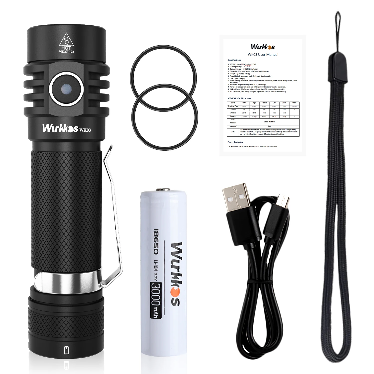 Wurkkos WK03 Compact LED Flashlight Kit Rechargeable IP68 High CRI 1200 Lumen For Sale Online - View #13