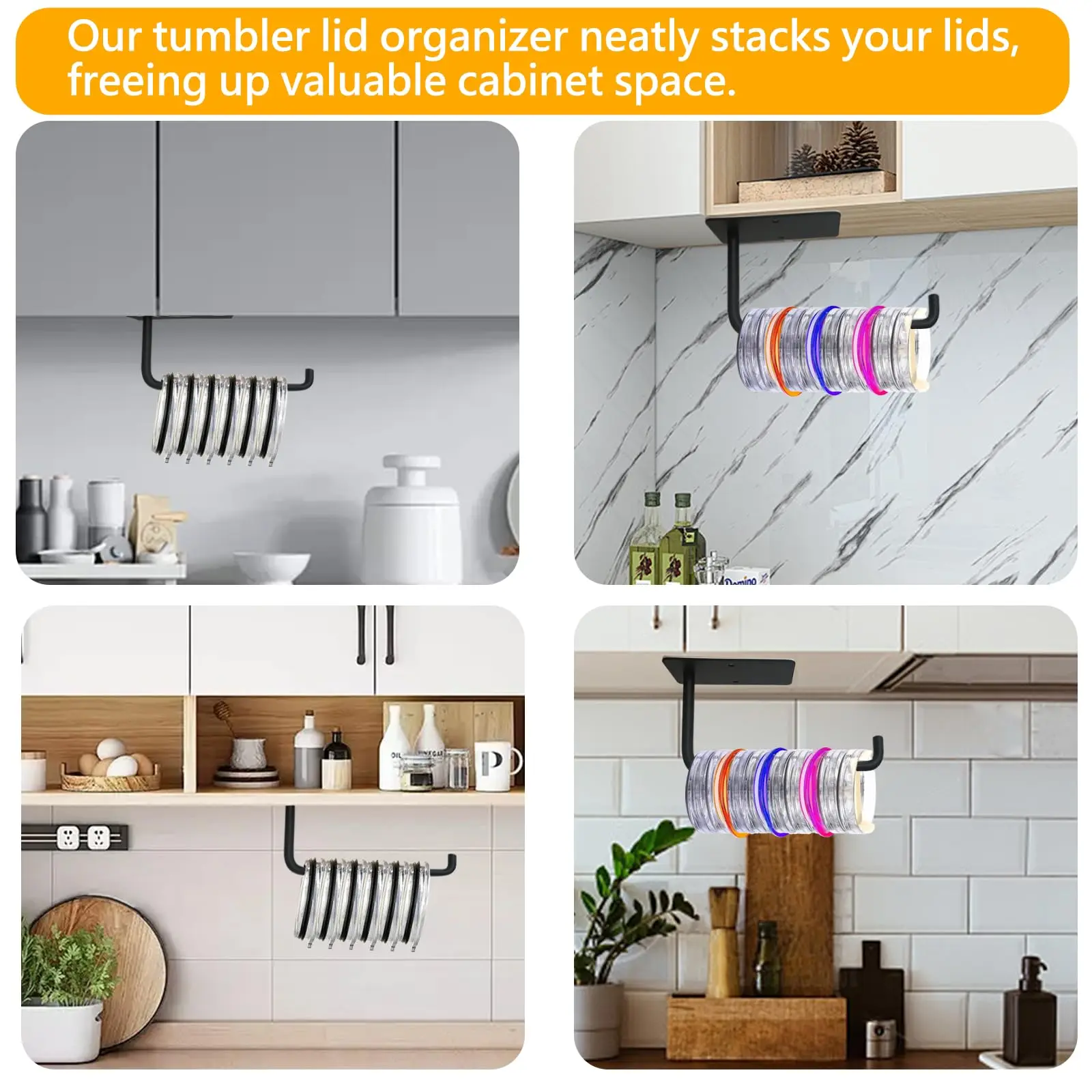 Tumbler Lid Organizer Stainless Steel Tumbler Holder Under Cabinet Wall ...