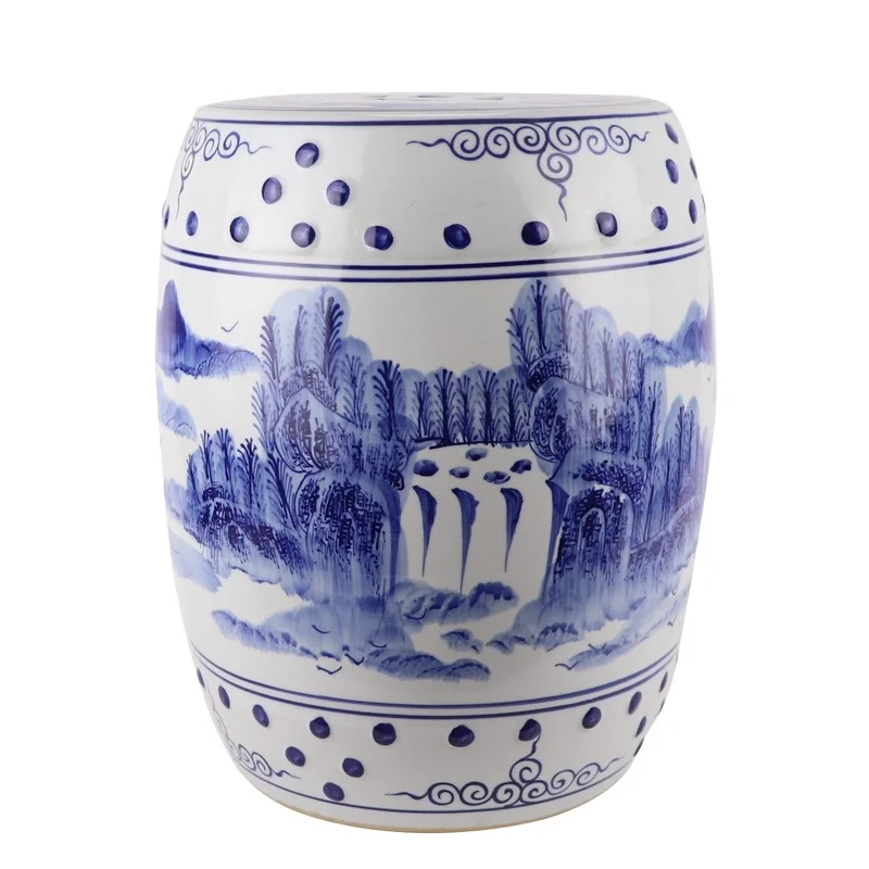 ガーデンチェア　ガーデニング　陶磁器　陶器製　スツール　六角形　花台 ガーデンチェア ガーデニング 陶磁器 陶器製 スツール 六角形 花台