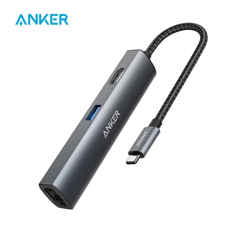 Anker usb hub адаптер 5 в 1 с 4K кабель-Переходник USB C на HD-MI type-c концентратор порт Ethernet 3 портами (стандарт порты для macbook pro pc