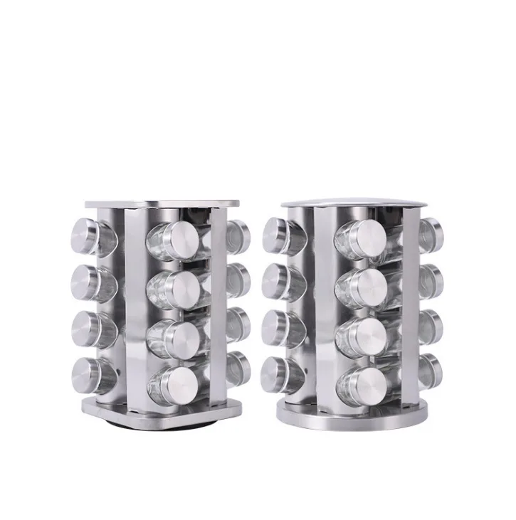 Spice Rack with 20 Jars - Sustainable Rotating Organizer