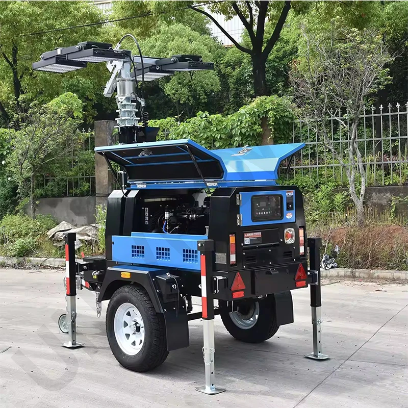 9m Mast 4x400W Towable Mobile Light Tower with 5kw Diesel Generator